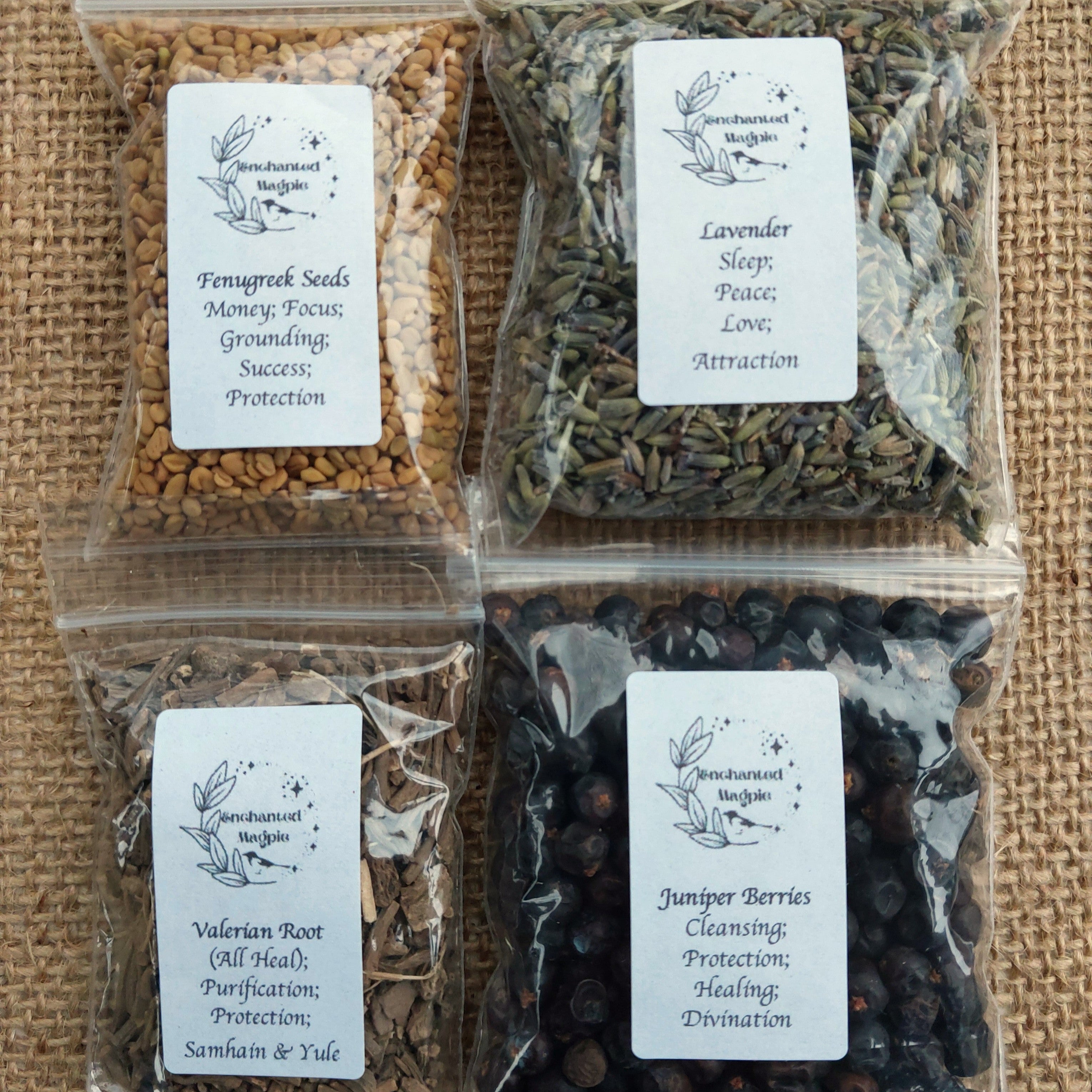 Dried Herb Sachet Packs - Sets of 10+ - 70 Varieties & 2 Sizes to Choose From - Spells, Rituals, Incense, Teas