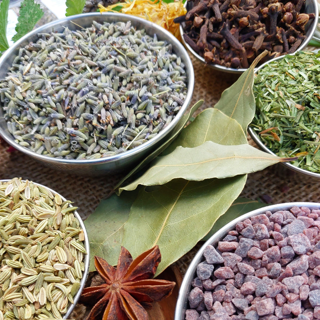 20ml Glass Jars of Herbs, Barks, Flowers, Resins, Salts, Seeds 67 Varieties